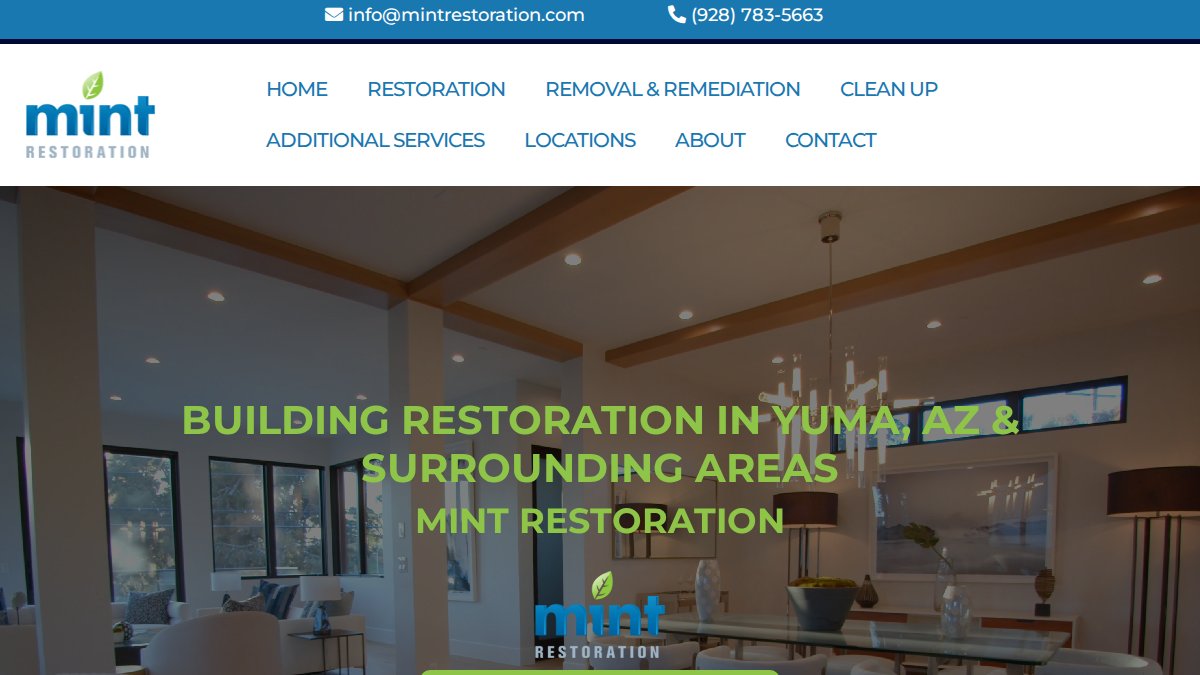 Screenshot of mintrestoration.com interface