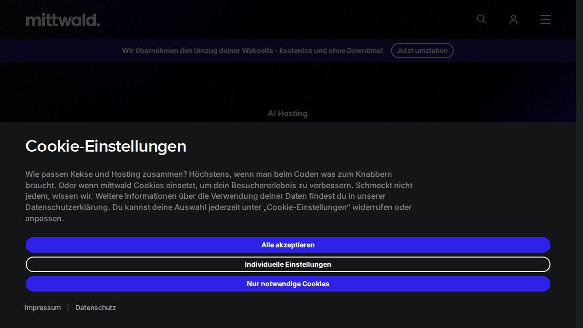 Screenshot of mittwald.de interface