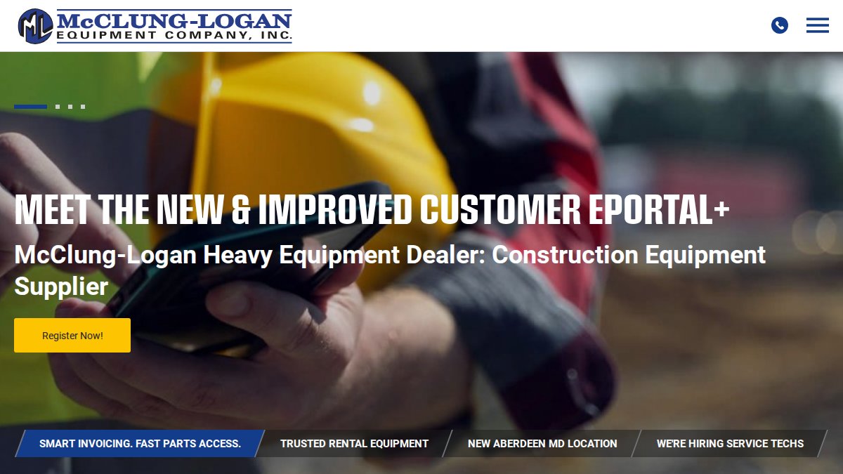 Screenshot of mlheavyconstructionequipment.com interface