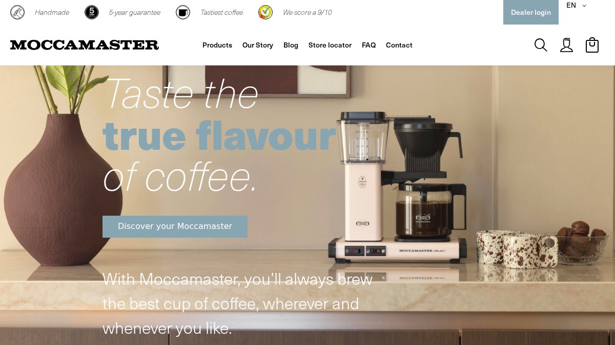 Screenshot of moccamaster.eu interface