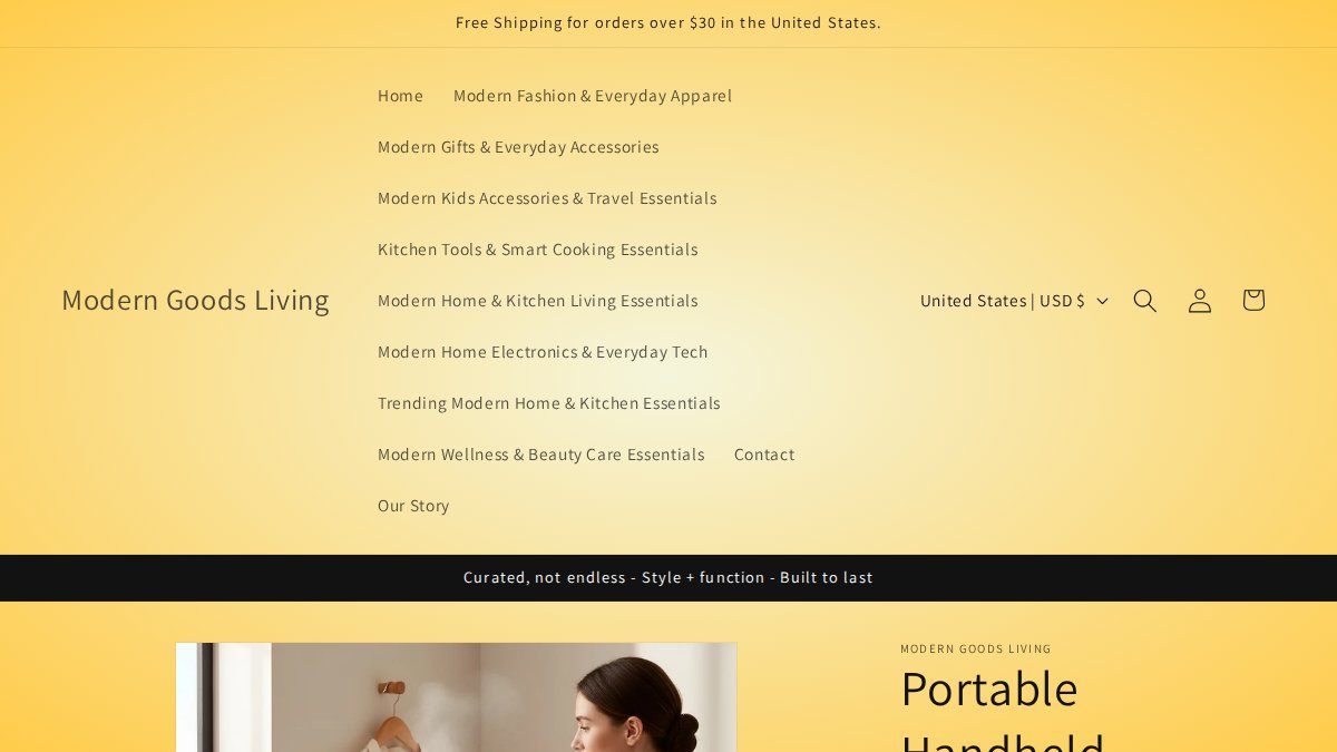 Screenshot of Garment Steamer Powerful Portable Clothes Steamer 1800w 0 8l page on moderngoodsliving.com