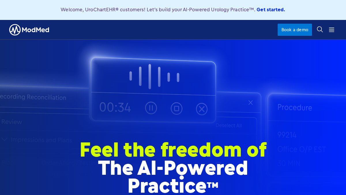 Screenshot of modmed.com interface