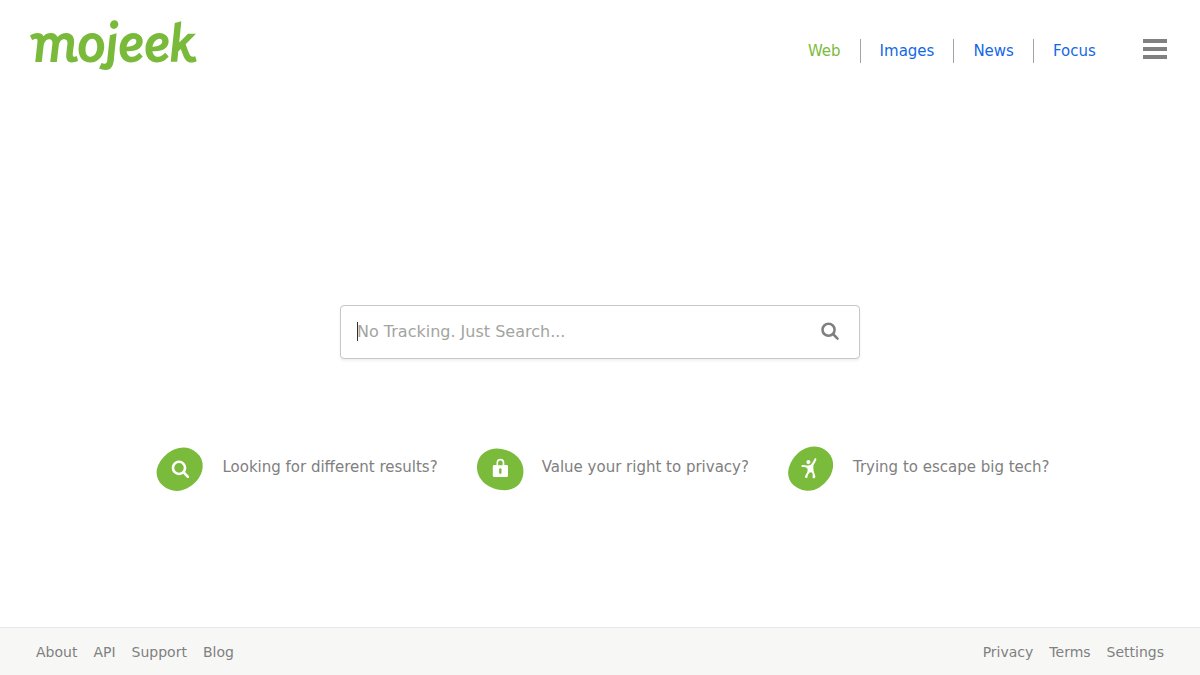 Screenshot of mojeek.com interface
