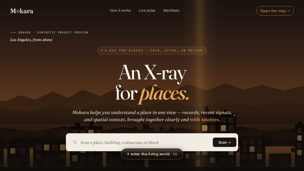 Screenshot of mokara.com interface