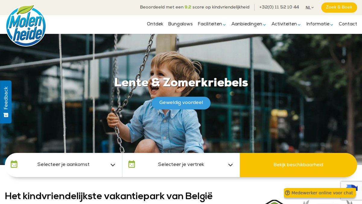 Screenshot of molenheide.be interface