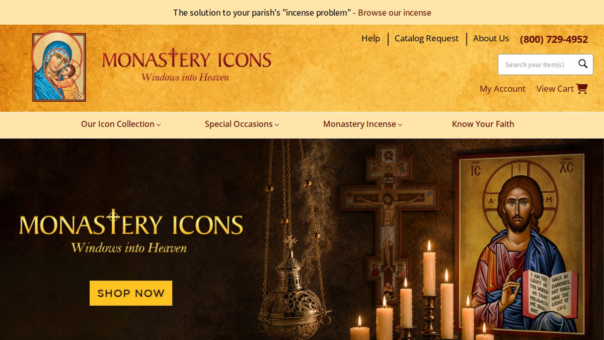 Screenshot of monasteryicons.com interface