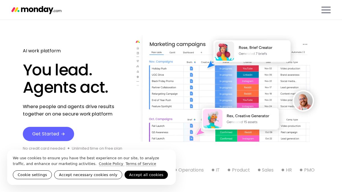 Screenshot of monday.com interface