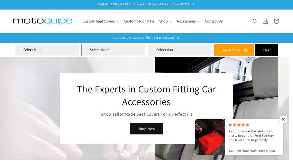 Screenshot of motoquipe.com.au interface