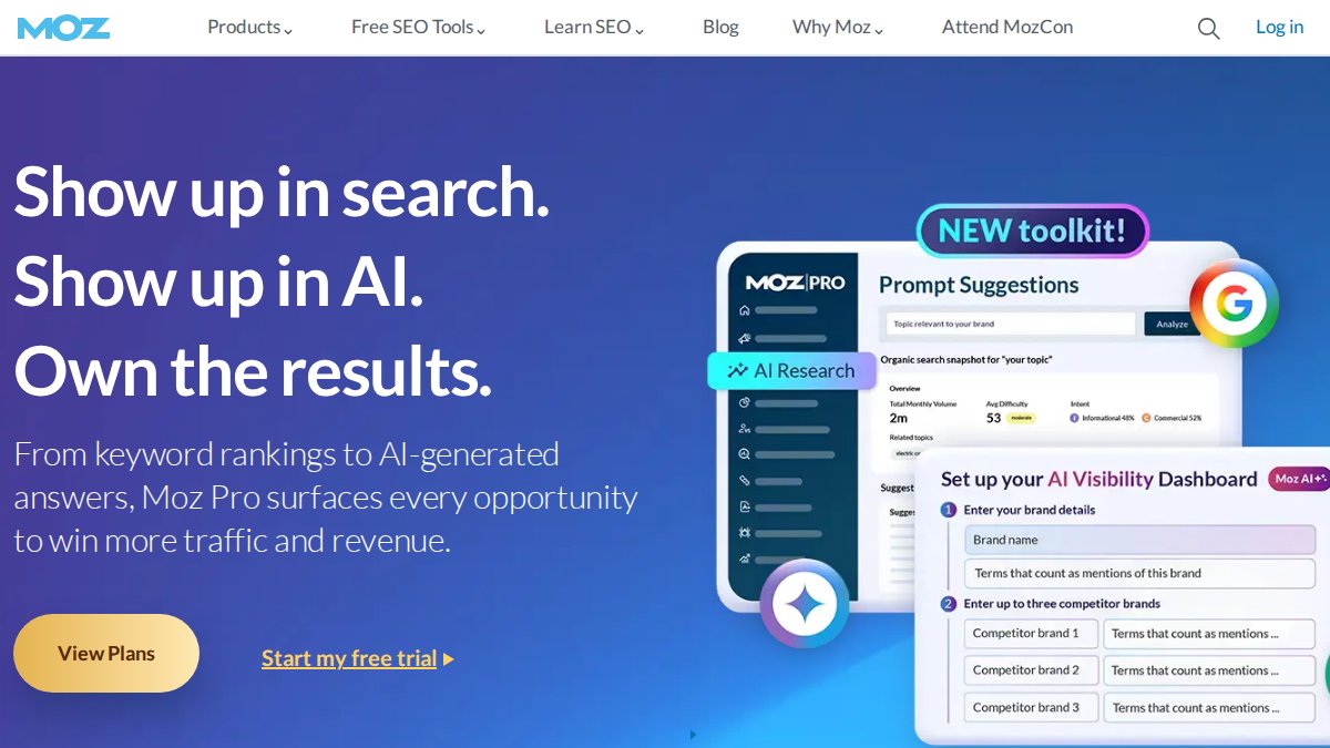 Screenshot of moz.com interface