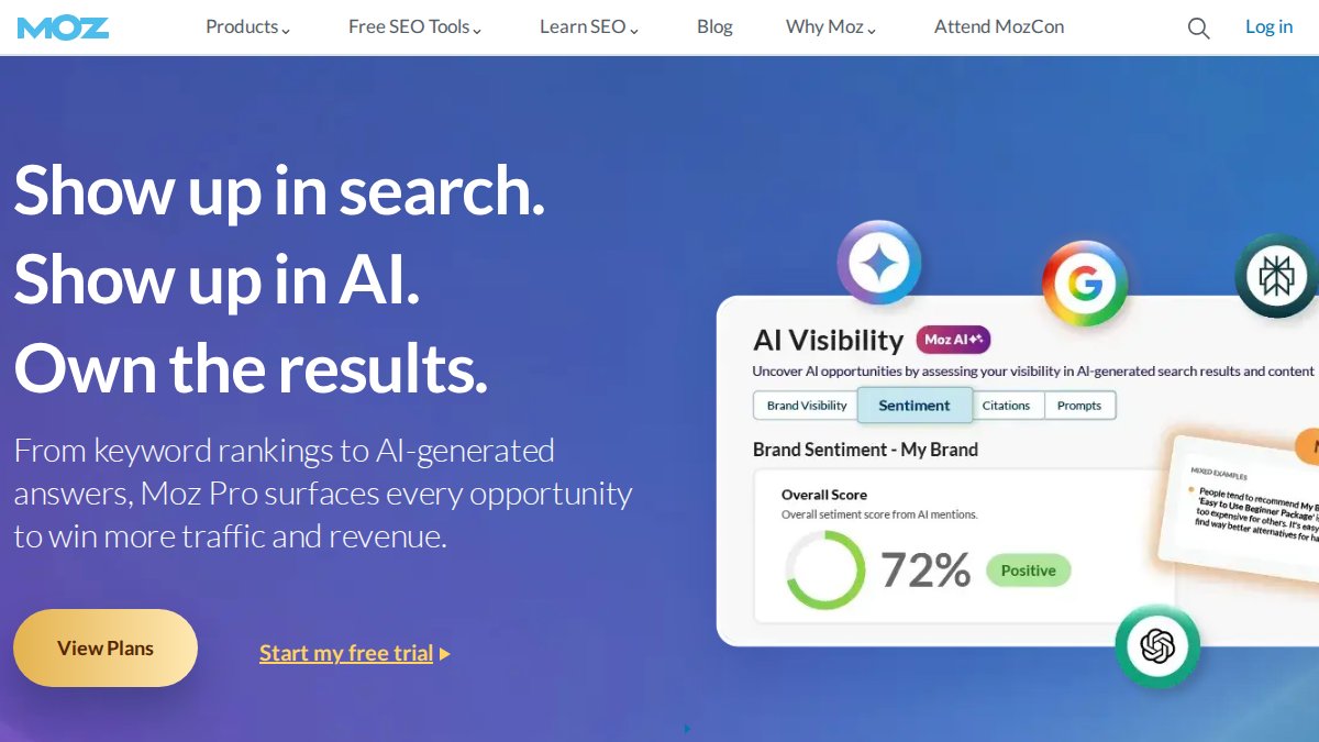 Screenshot of moz.com interface