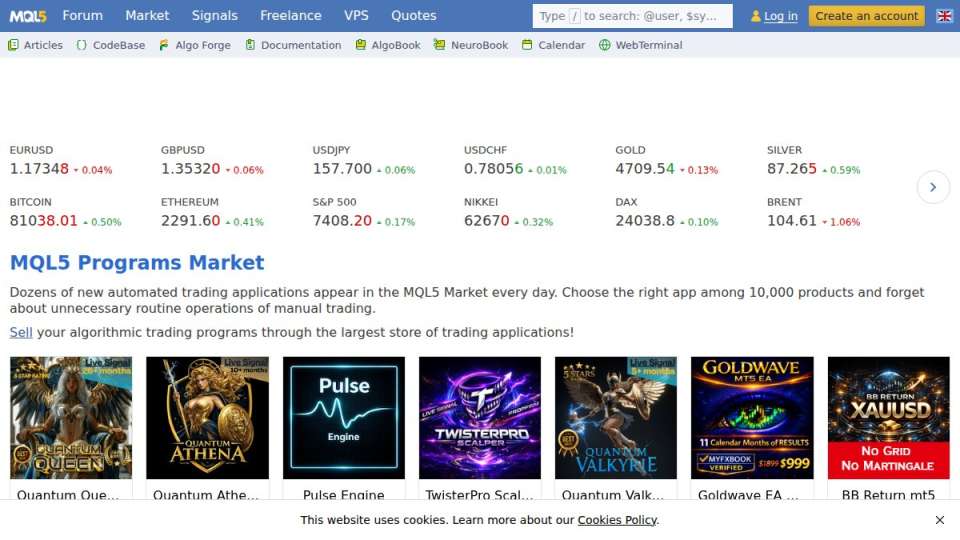 Screenshot of mql5.com interface