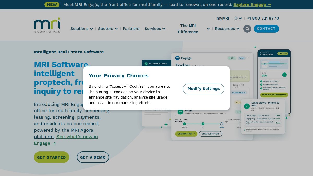 Screenshot of mrisoftware.com interface