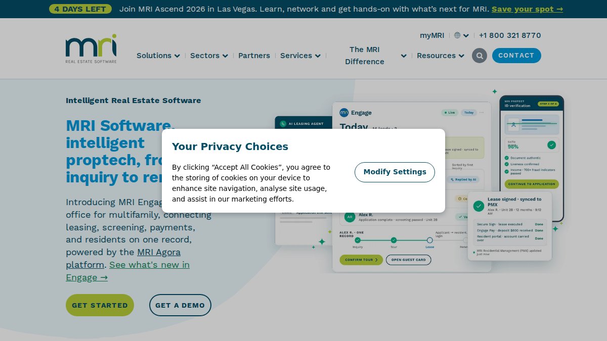 Screenshot of mrisoftware.com interface