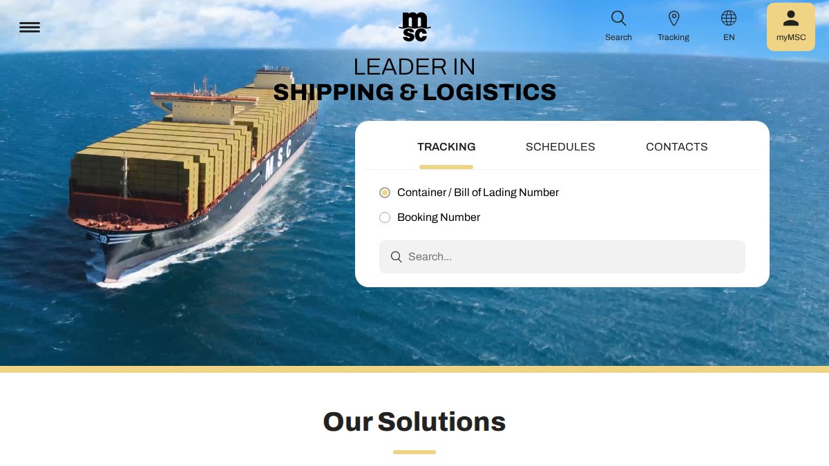 Screenshot of msc.com interface