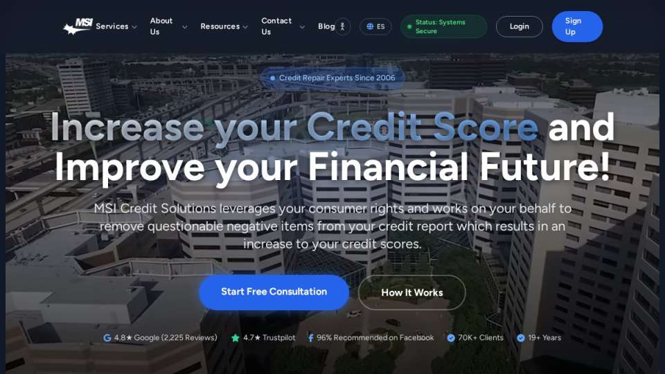 Screenshot of msicredit.com interface