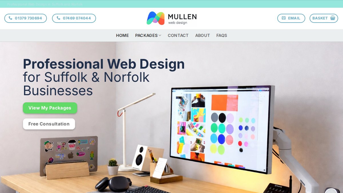 Screenshot of mullenwebdesign.co.uk interface
