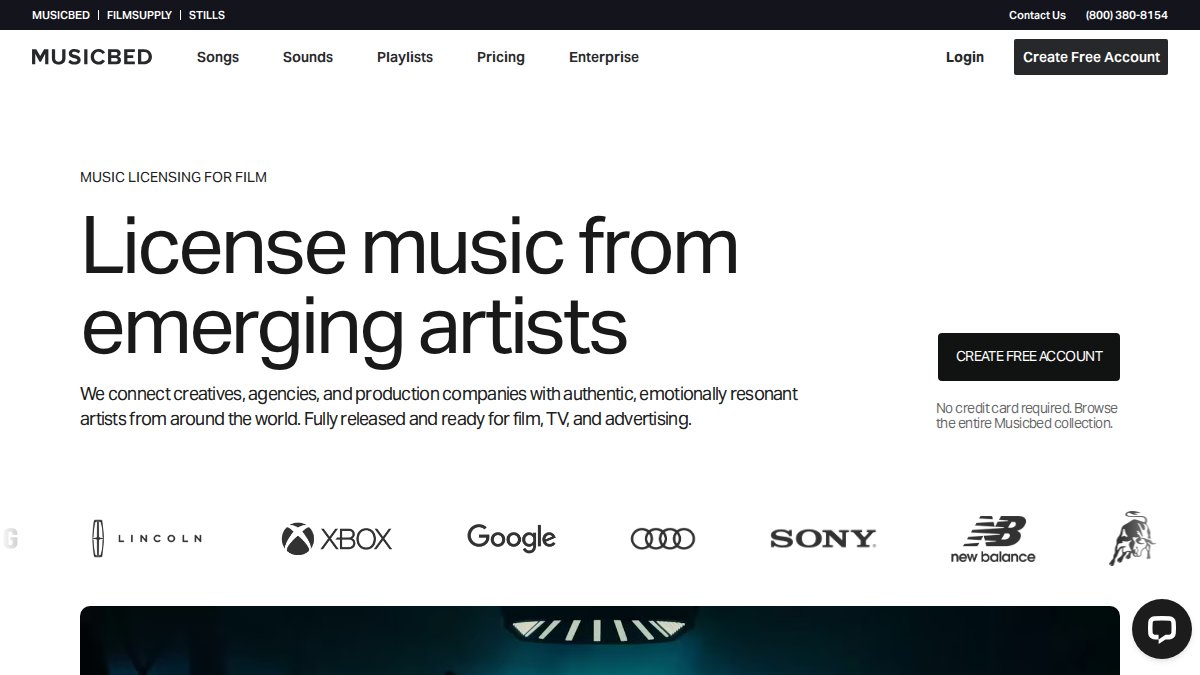 Screenshot of musicbed.com interface