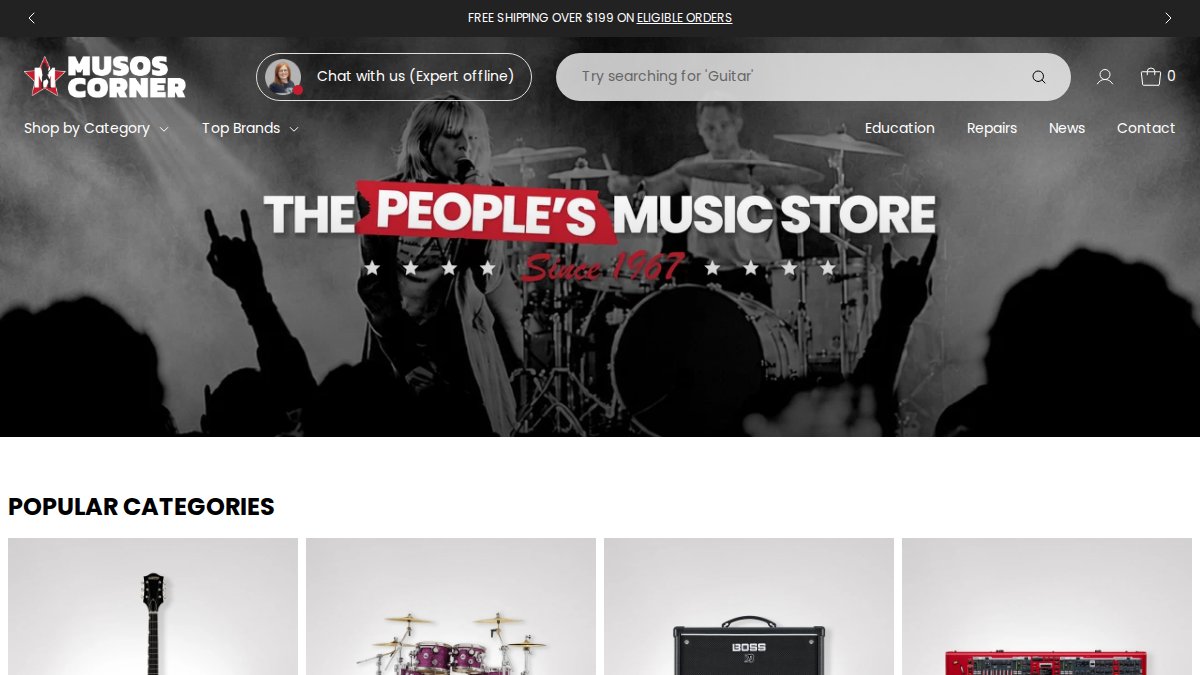 Screenshot of musoscorner.com.au interface