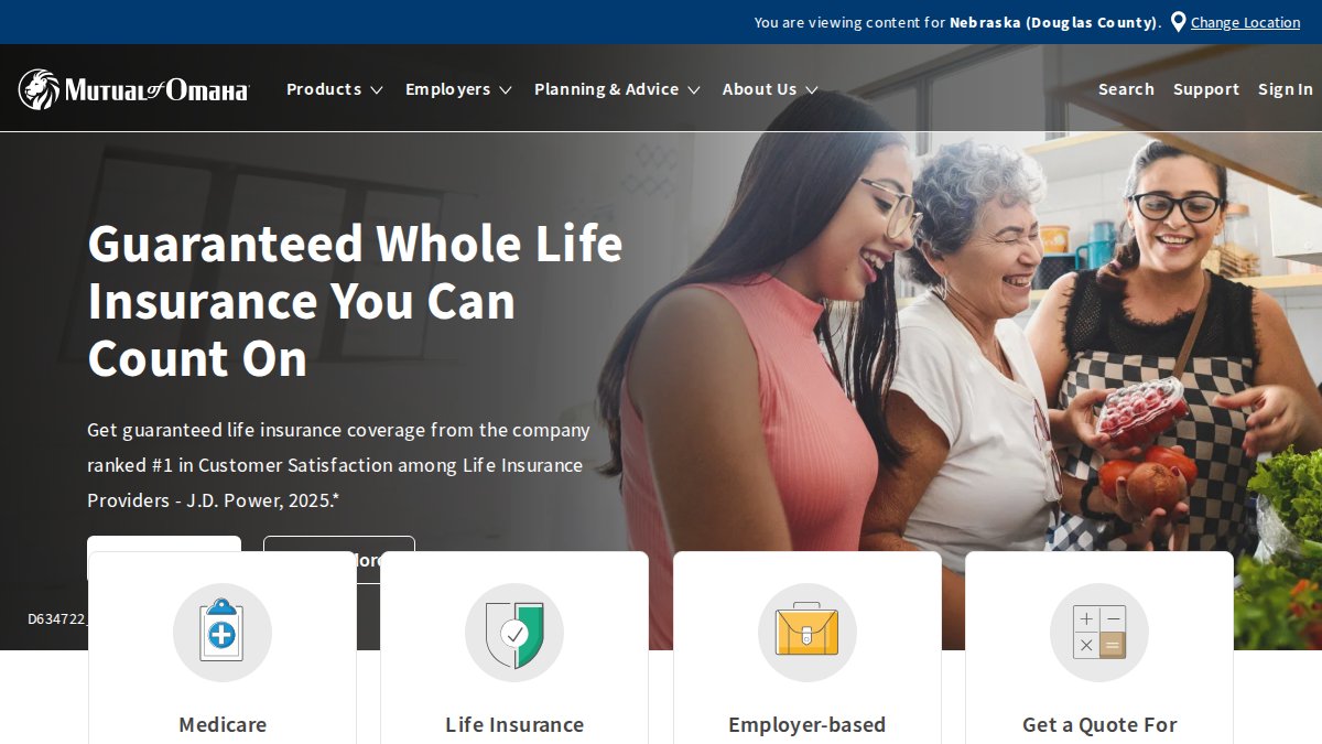 Screenshot of mutualofomaha.com interface