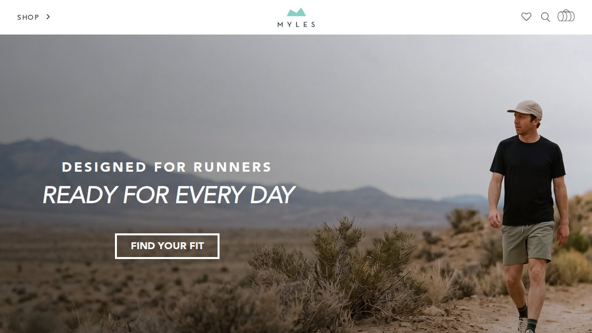 Screenshot of mylesapparel.com interface