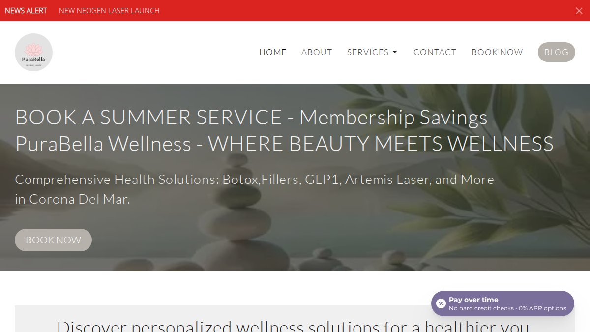 Screenshot of mypurabella.com interface