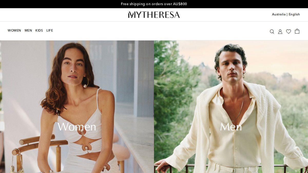 Screenshot of En Au page on mytheresa.com