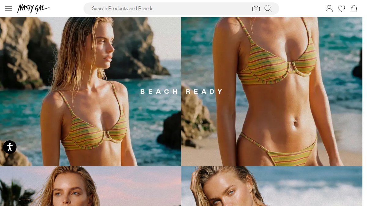 Screenshot of nastygal.com interface