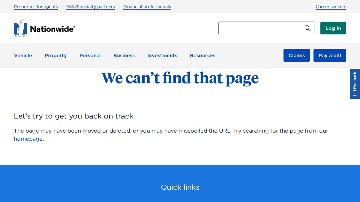 Screenshot of Motorcycle Insurance page on nationwide.com