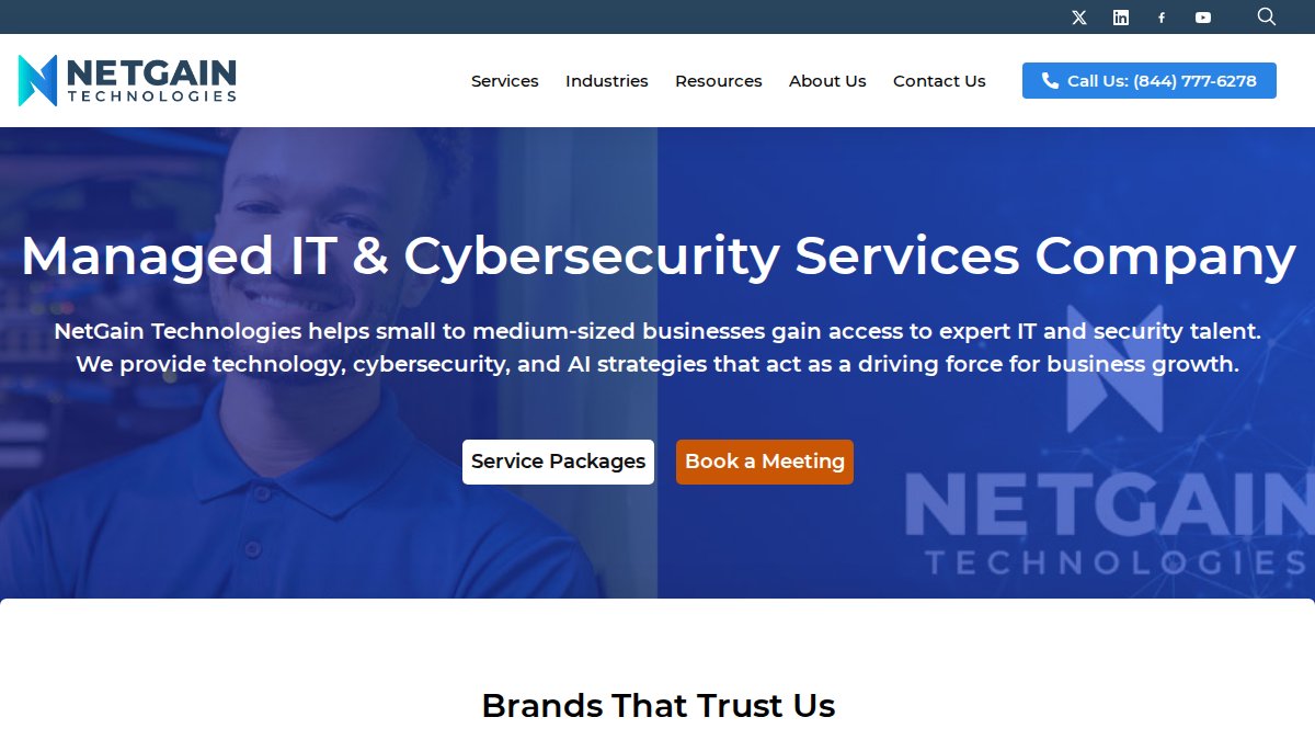 Screenshot of netgainit.com interface