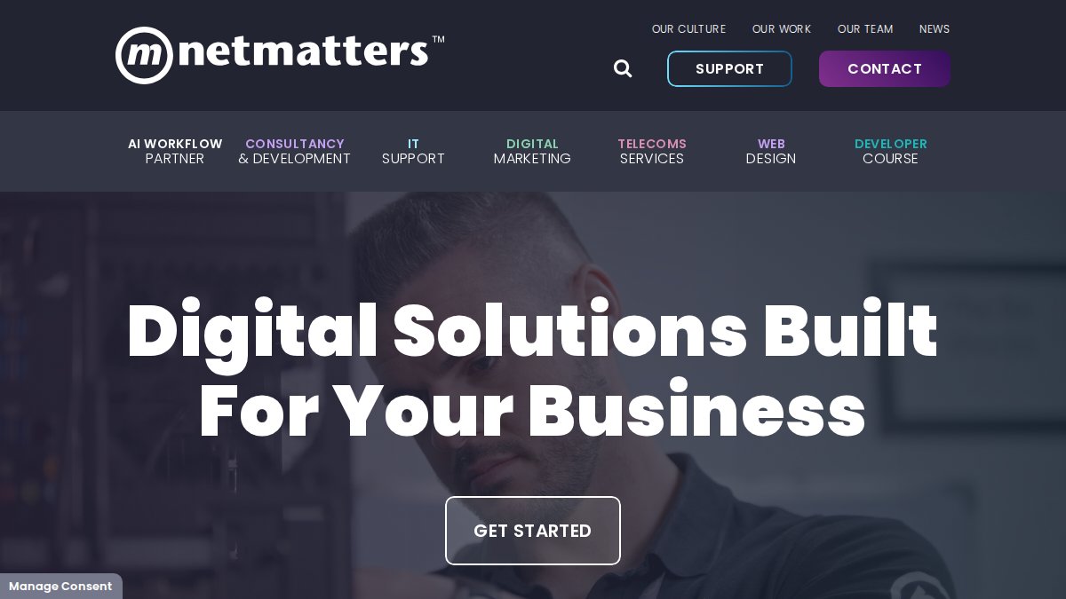 Screenshot of netmatters.co.uk interface