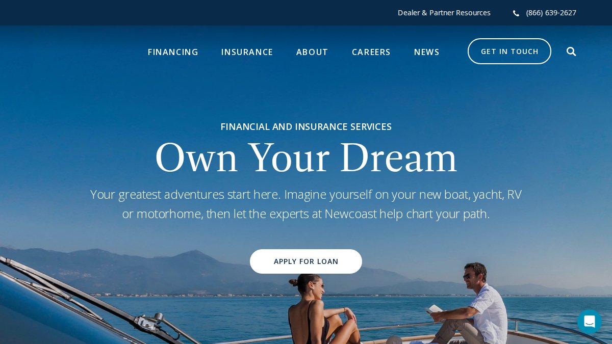 Screenshot of newcoast.com interface