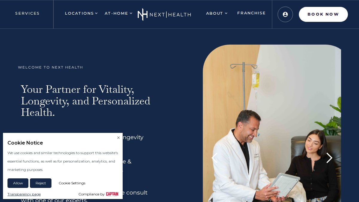 Screenshot of next-health.com interface
