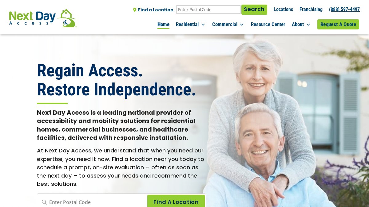 Screenshot of nextdayaccess.com interface