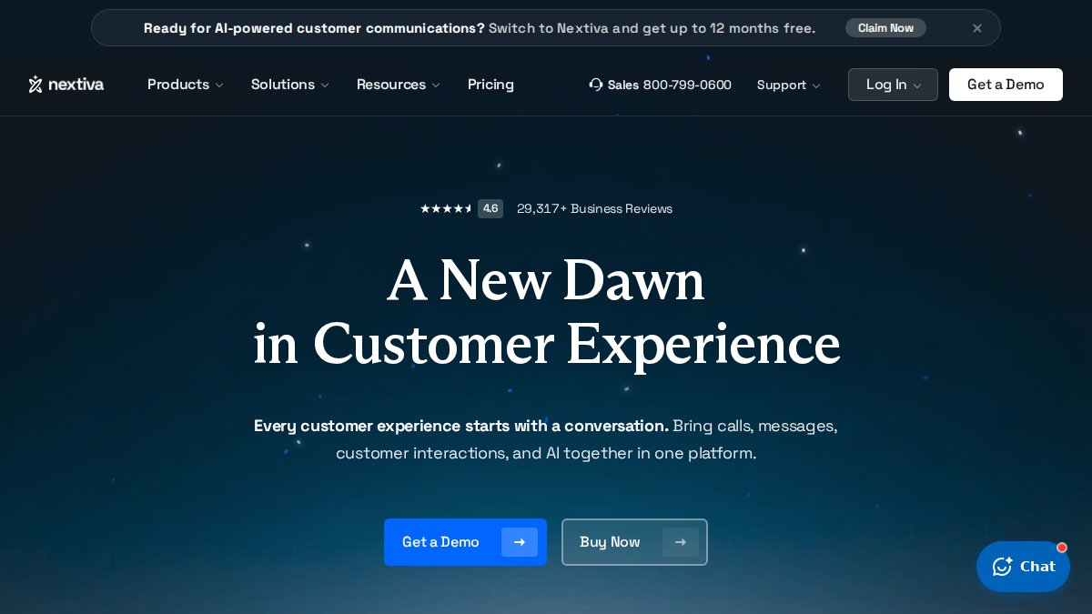 Screenshot of nextiva.com interface