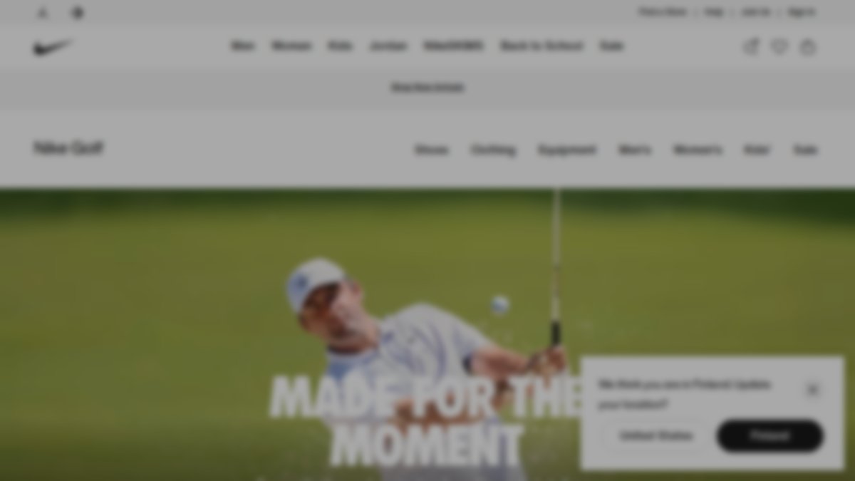 Screenshot of Golf page on nike.com