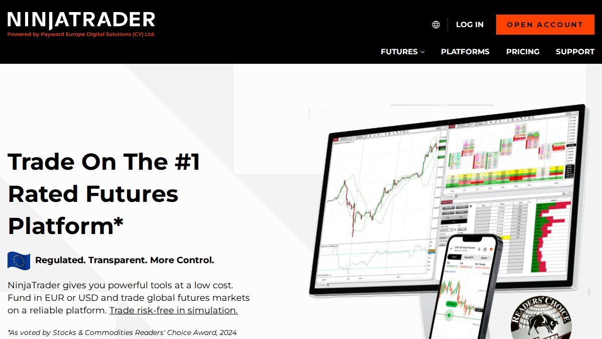 Screenshot of ninjatrader.com interface