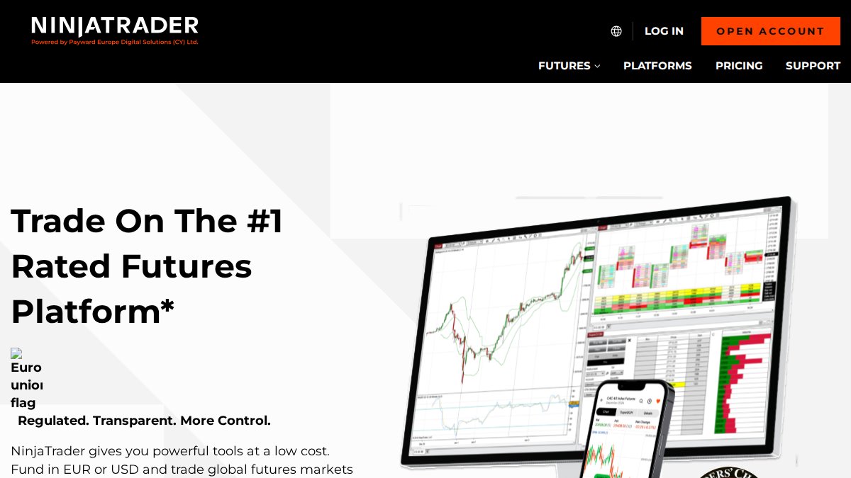 Screenshot of ninjatrader.com interface