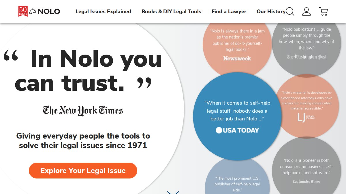 Screenshot of nolo.com interface
