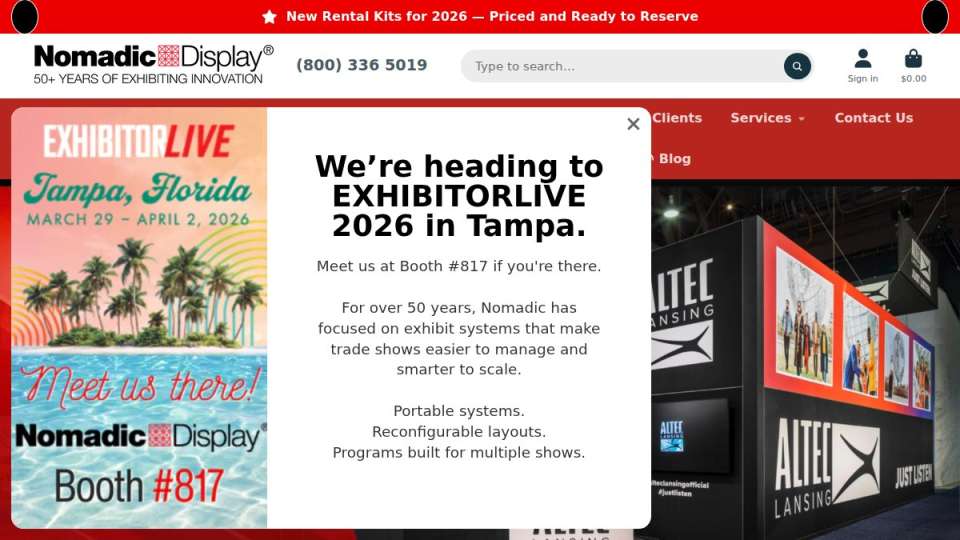 Screenshot of nomadicdisplay.com interface
