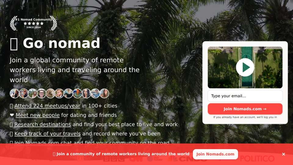 Screenshot of nomadlist.com interface