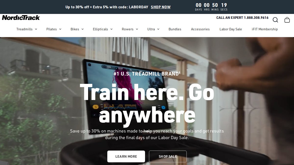 Screenshot of nordictrack.com interface