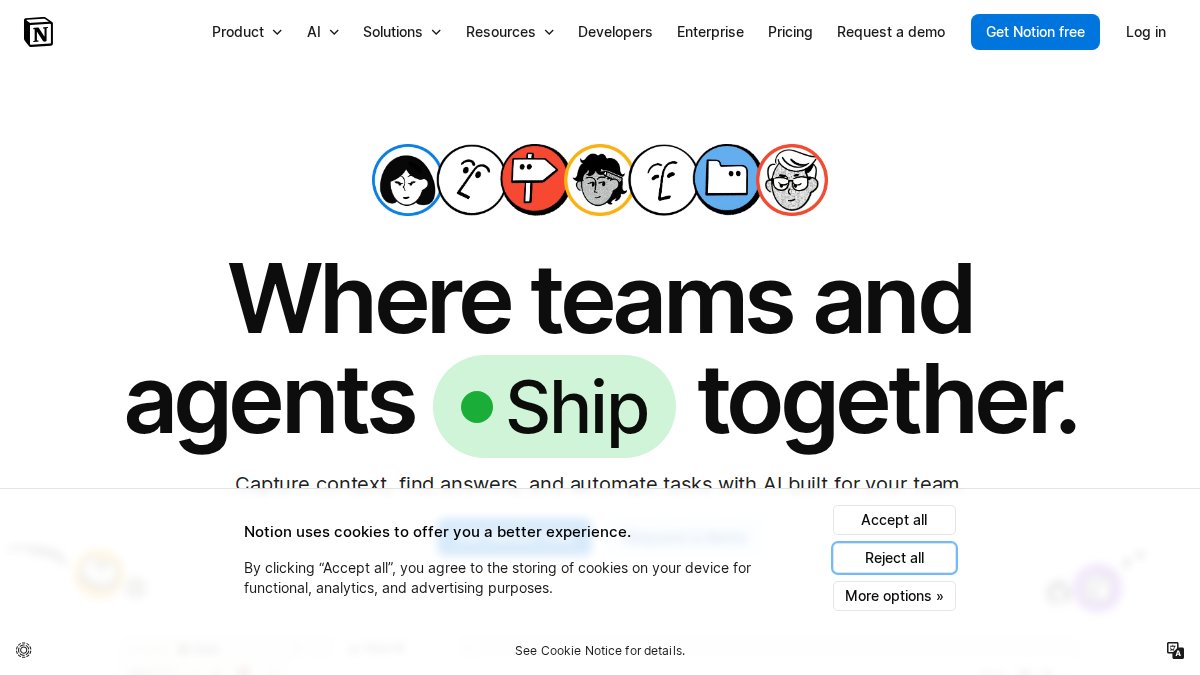 Screenshot of notion.so interface