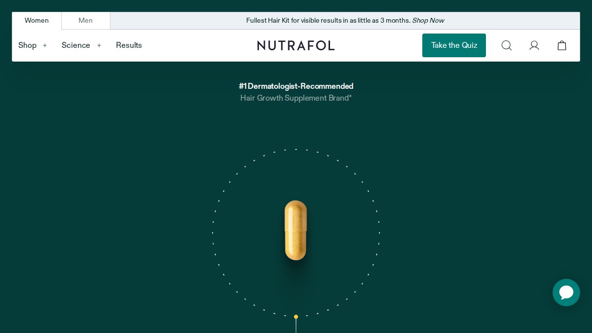 Screenshot of nutrafol.com interface