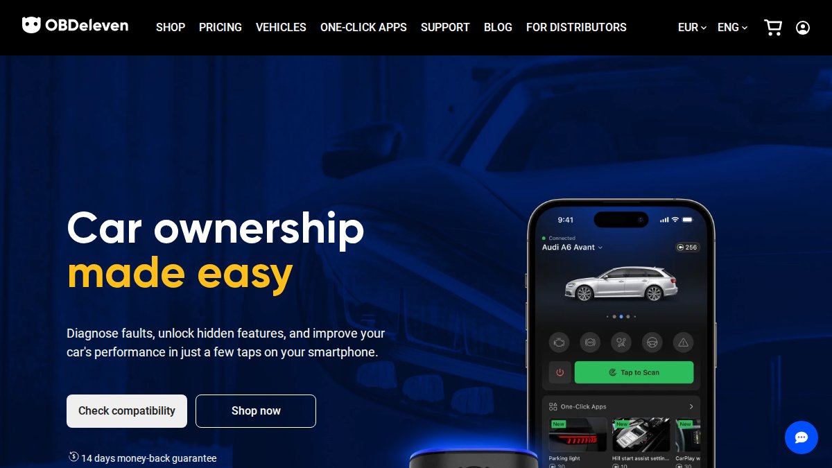 Screenshot of obdeleven.com interface