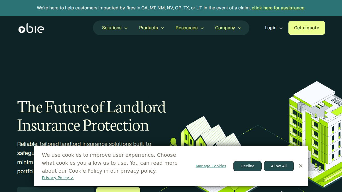 Screenshot of obieinsurance.com interface