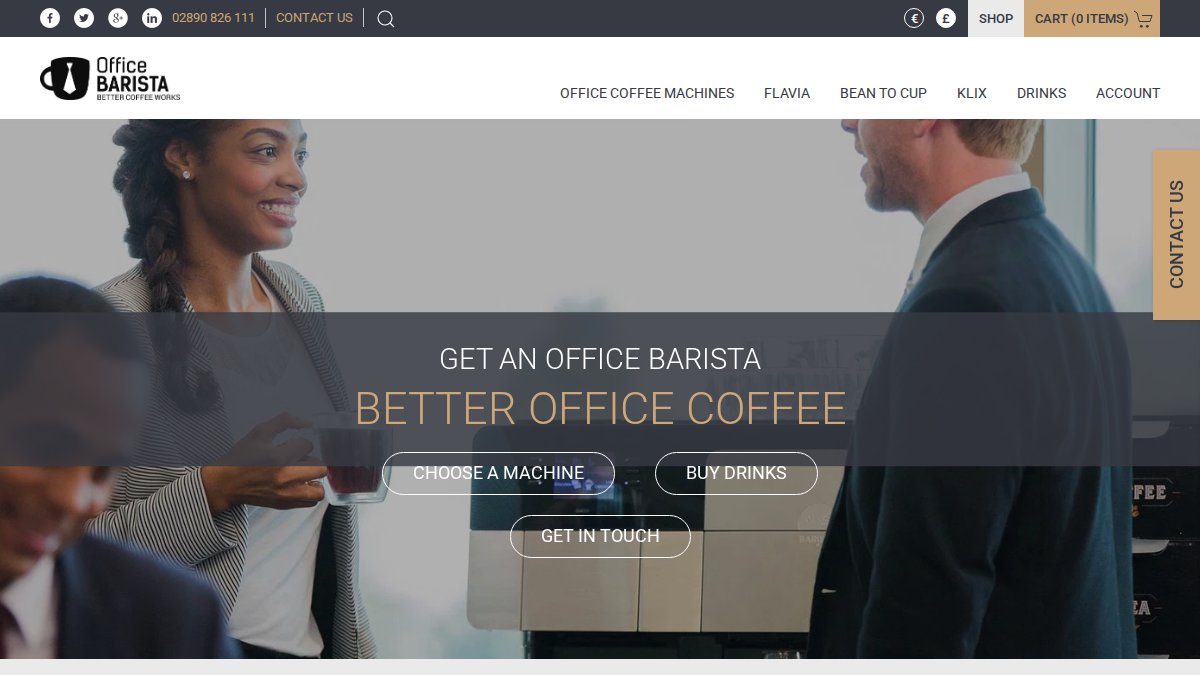 Screenshot of officebarista.co.uk interface