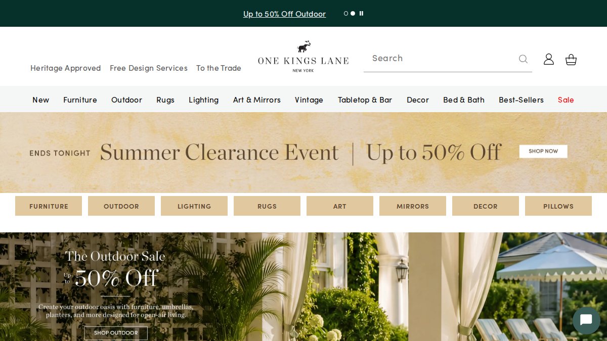 Screenshot of onekingslane.com interface