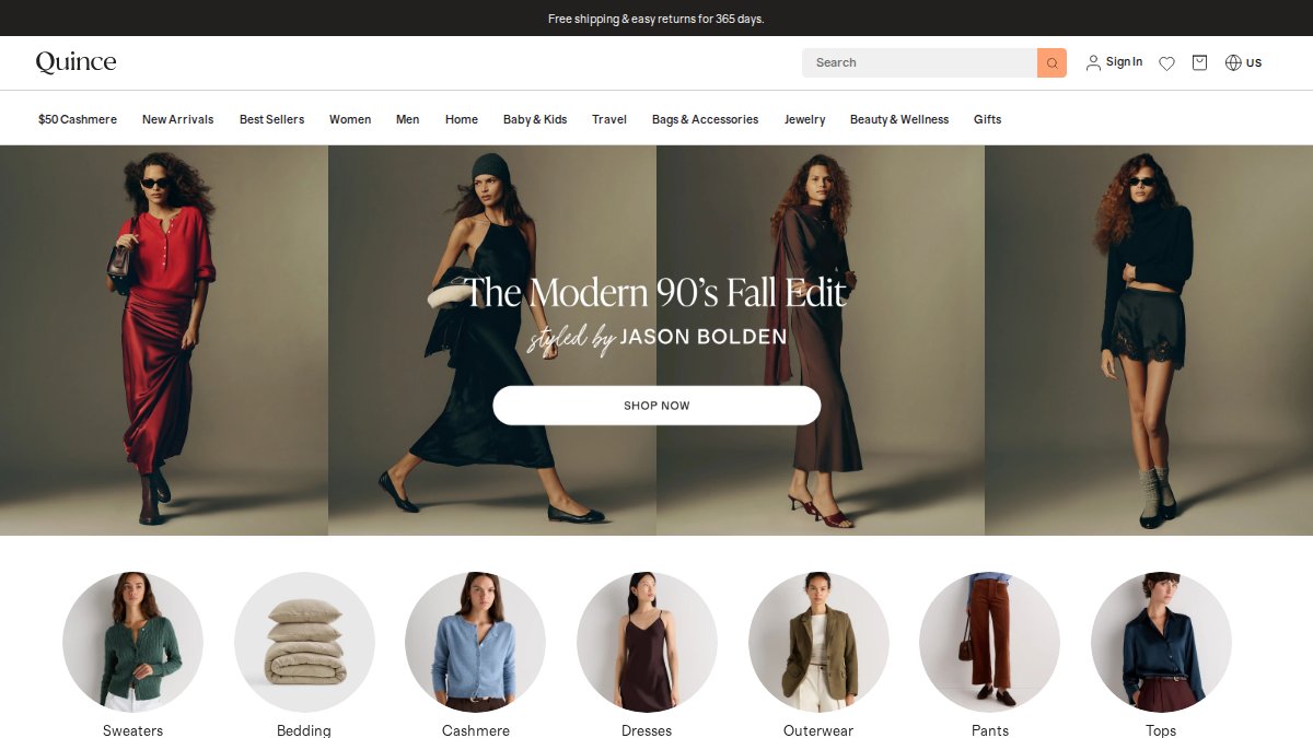 Screenshot of onequince.com interface