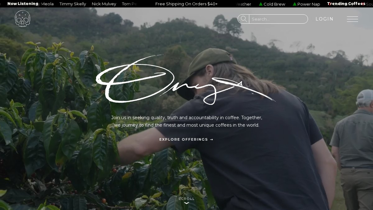 Screenshot of onyxcoffeelab.com interface