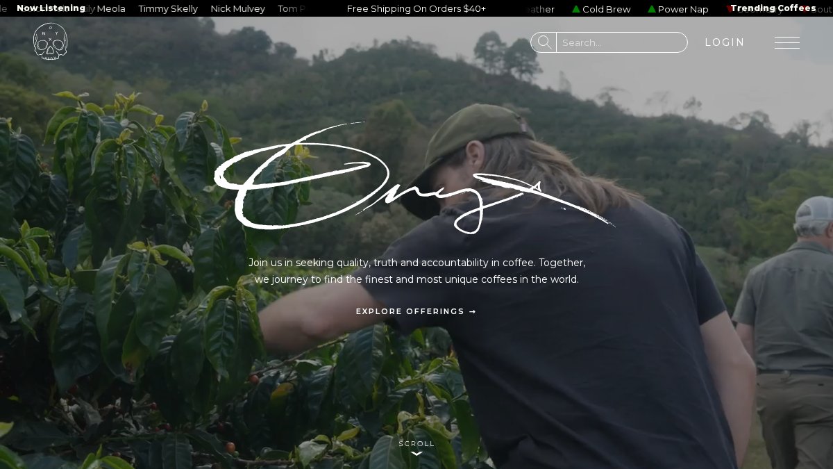Screenshot of onyxcoffeelab.com interface